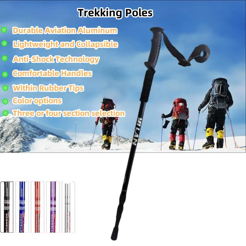Hiking Trekking Poles, Collapsible,Lightweight, anti Shock, Hiking or Walking Sticks,Adjustable Hiking Pole for Men and Women