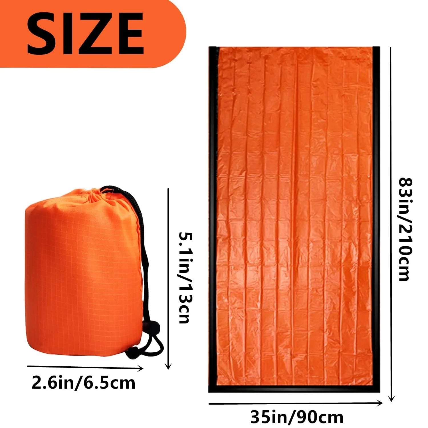 2 Pack Emergency Sleeping Bag, Mylar Emergency Blanket, Waterproof Lightweight Survival Shelter Blanket, Portable Survival Thermal Bivy Sack for Outdoor Camping Hiking Adventure