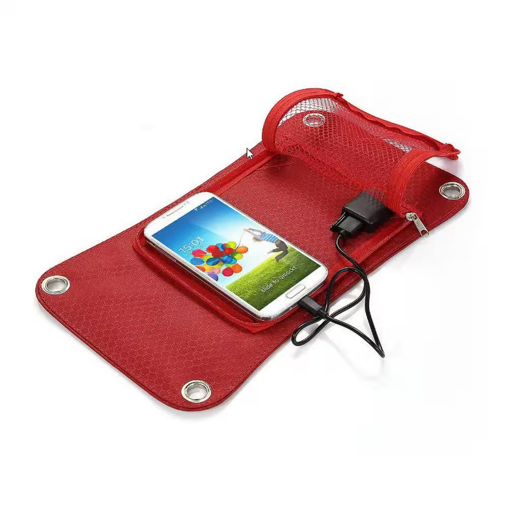 Solar Hydration Backpack, 10K Mah Battery, 7-Watt Solar Panel in Red