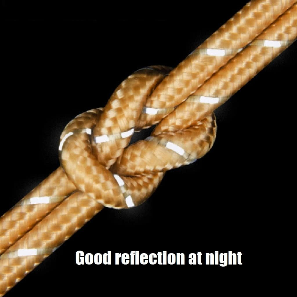 Tent Wind Ropes with Tensioners Cord Adjuster, 8Pcs 13Ft Reflective Rope for Camping, Hiking, Canopy Shelter, Outdoor Activity(Yellow)