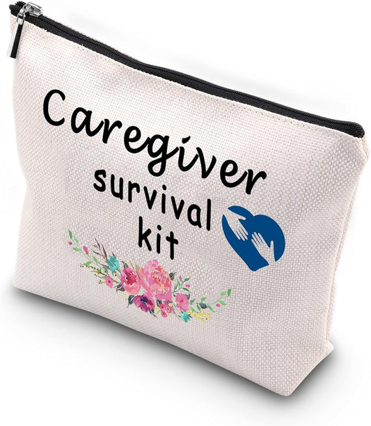 Caregiver Survival Kit Zipper Pouch Makeup Bag Gift for Babysitter Nanny Daycare Nurse Caretakers (Caregiver Survival)