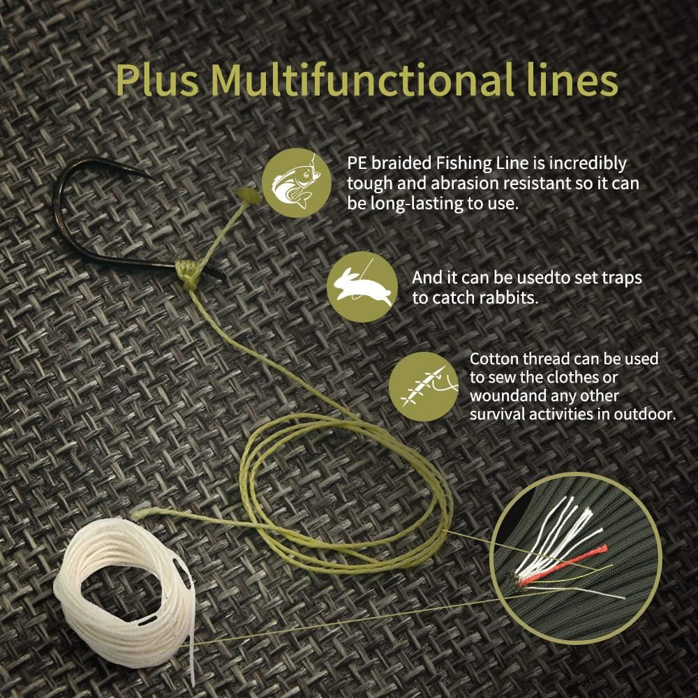 Survival Paracord Parachute Fire Cord Survival Ropes Red Tinder Cord PE Fishing