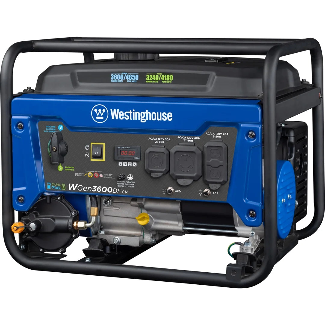 4650 Peak Watt Dual Fuel Portable Generator with RV Outlet and CO Sensor
